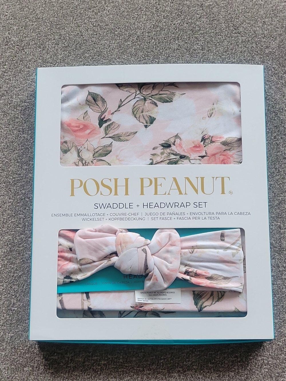 Posh Peanut Pink Floral Swaddle & Headwrap Set - Blush Roses